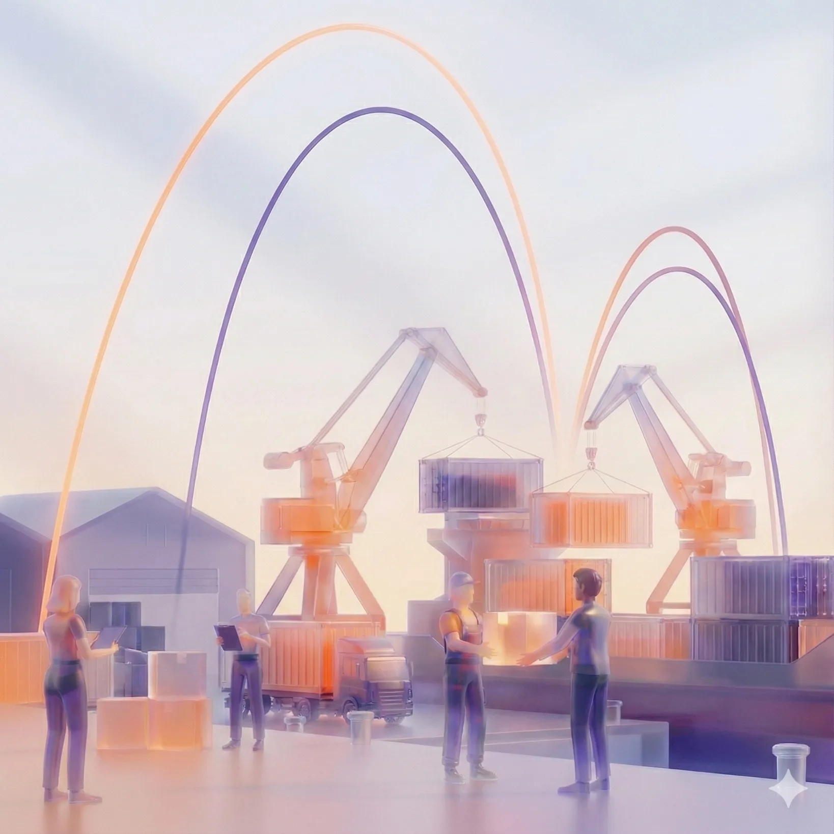 Illustration of logistics operations and cargo handling